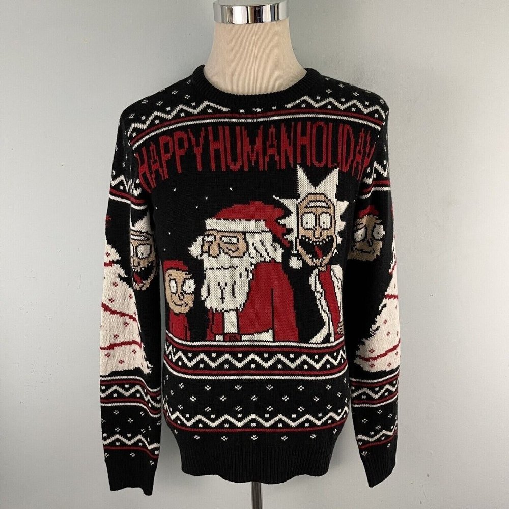 Rick and Morty Medium Happy Human Holiday Ugly Christmas Sweater